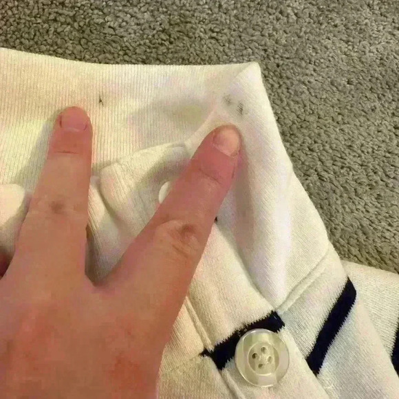 J.Crew Crewcuts Girls’ Wide Button-Collar Pullover Sweatshirt Navy Ivory Size XL - Picture 7 of 8